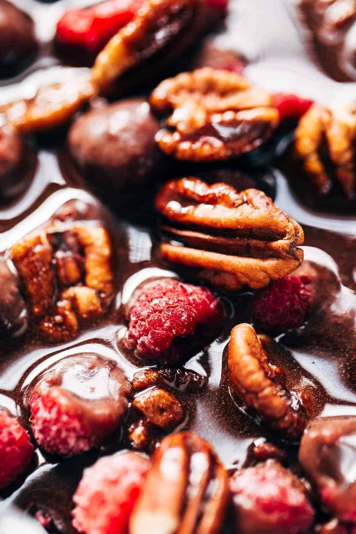 Pecans and raspberries.