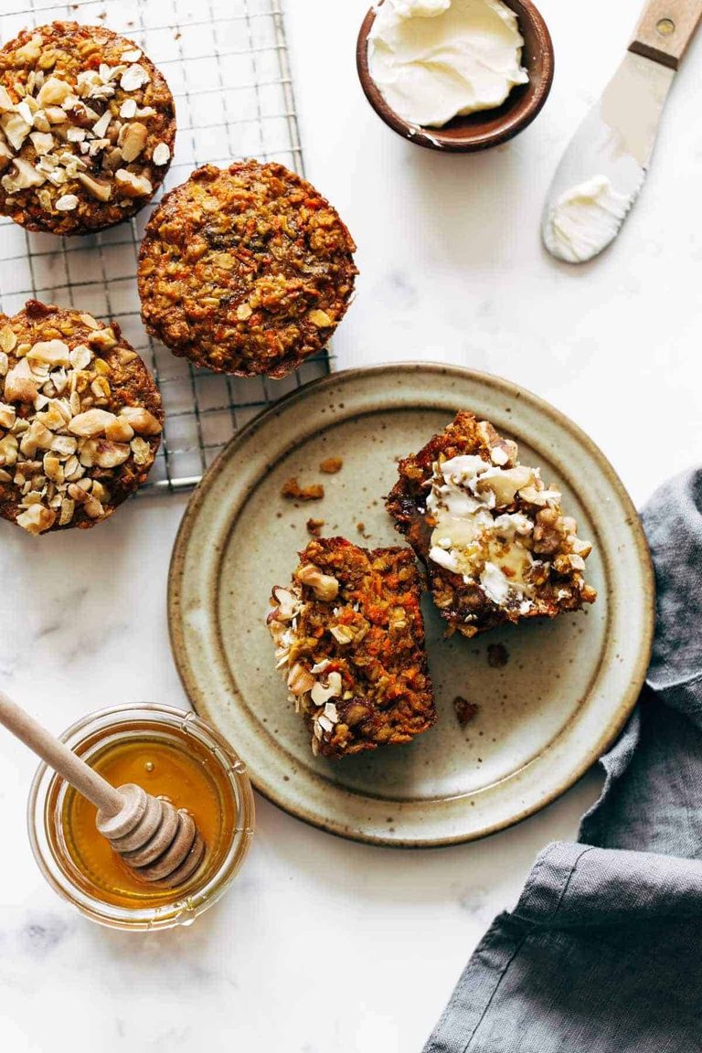 Carrot muffins with butter spread.