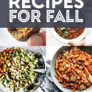 Healthy fall recipes in a collage.