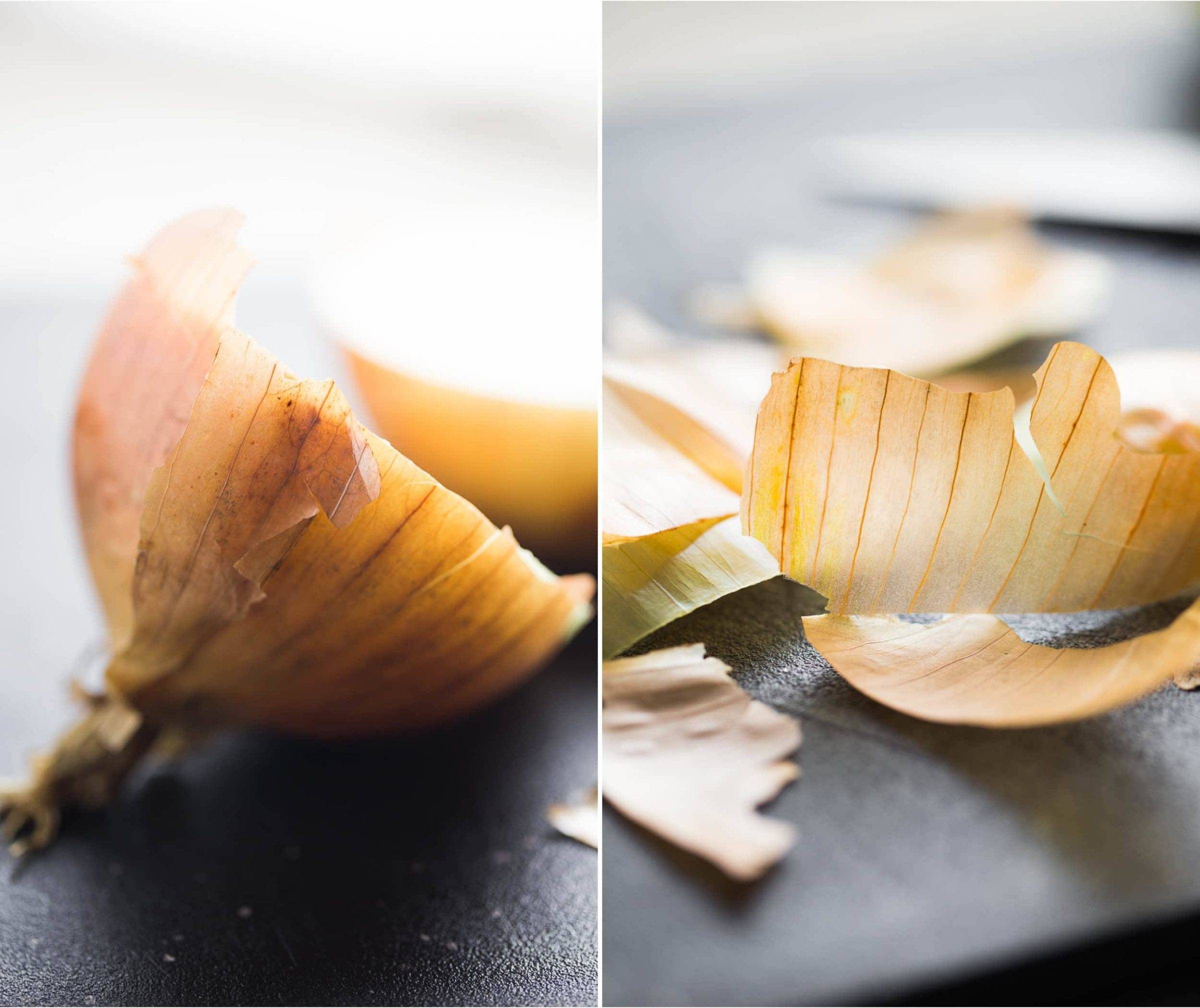 Onion and onion peels.