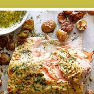 Pin with sheet pan salmon and dill potatoes.