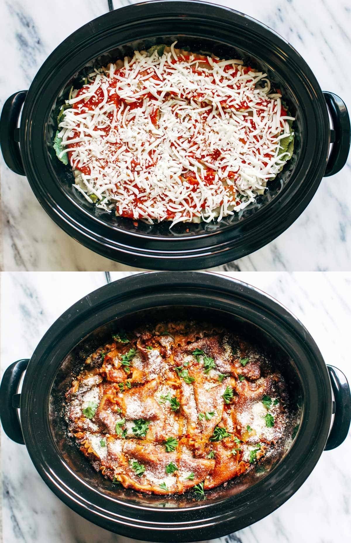 12 SUPER easy recipes you can make in a slow cooker, from veggie lasagna to an entire roasted chicken to pot roast! SO YUM! | pinchofyum.com
