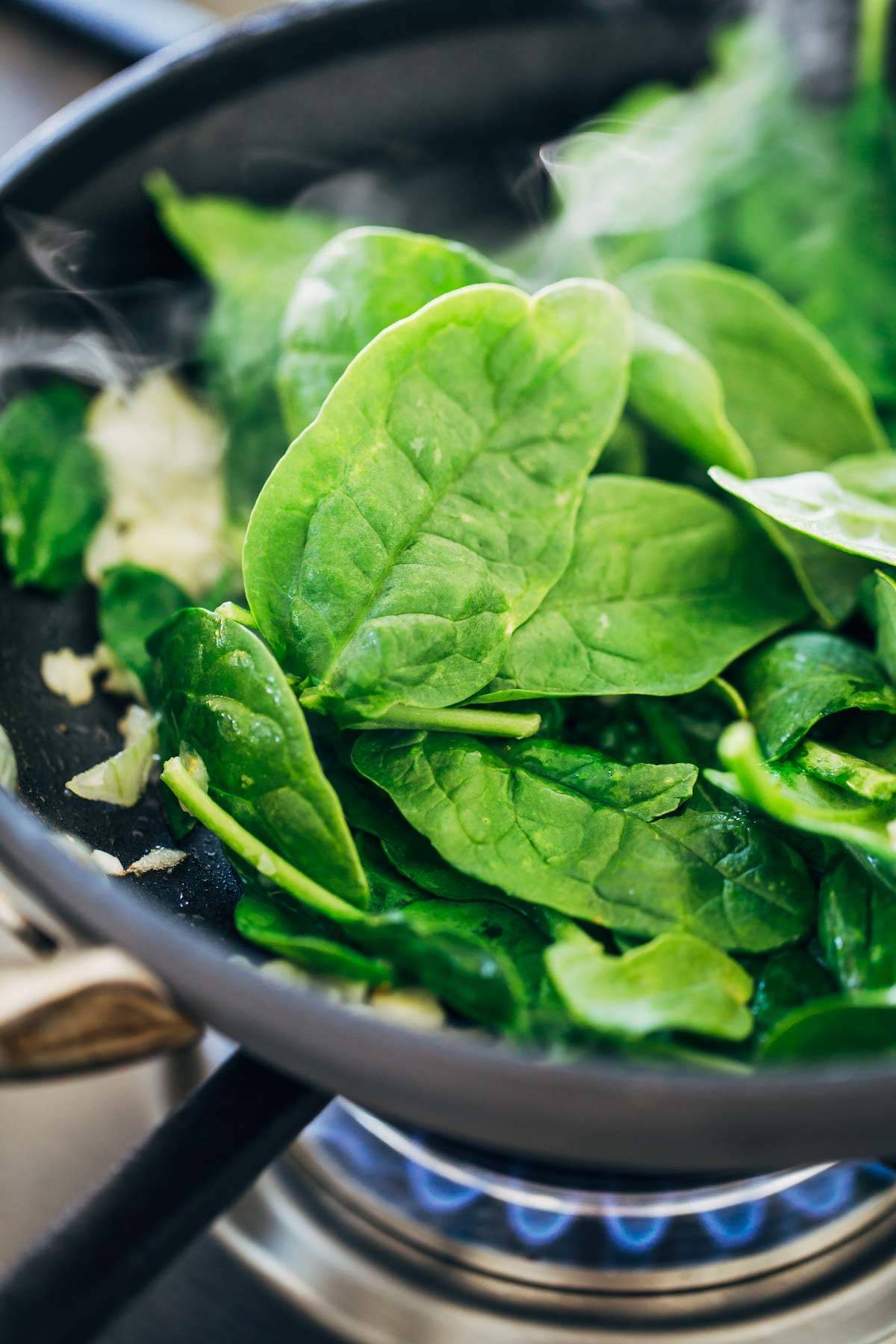 Spinach in a pan.
