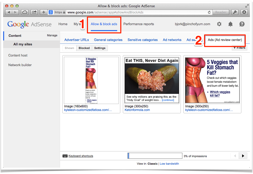 1 - Blocking AdSense Ads.