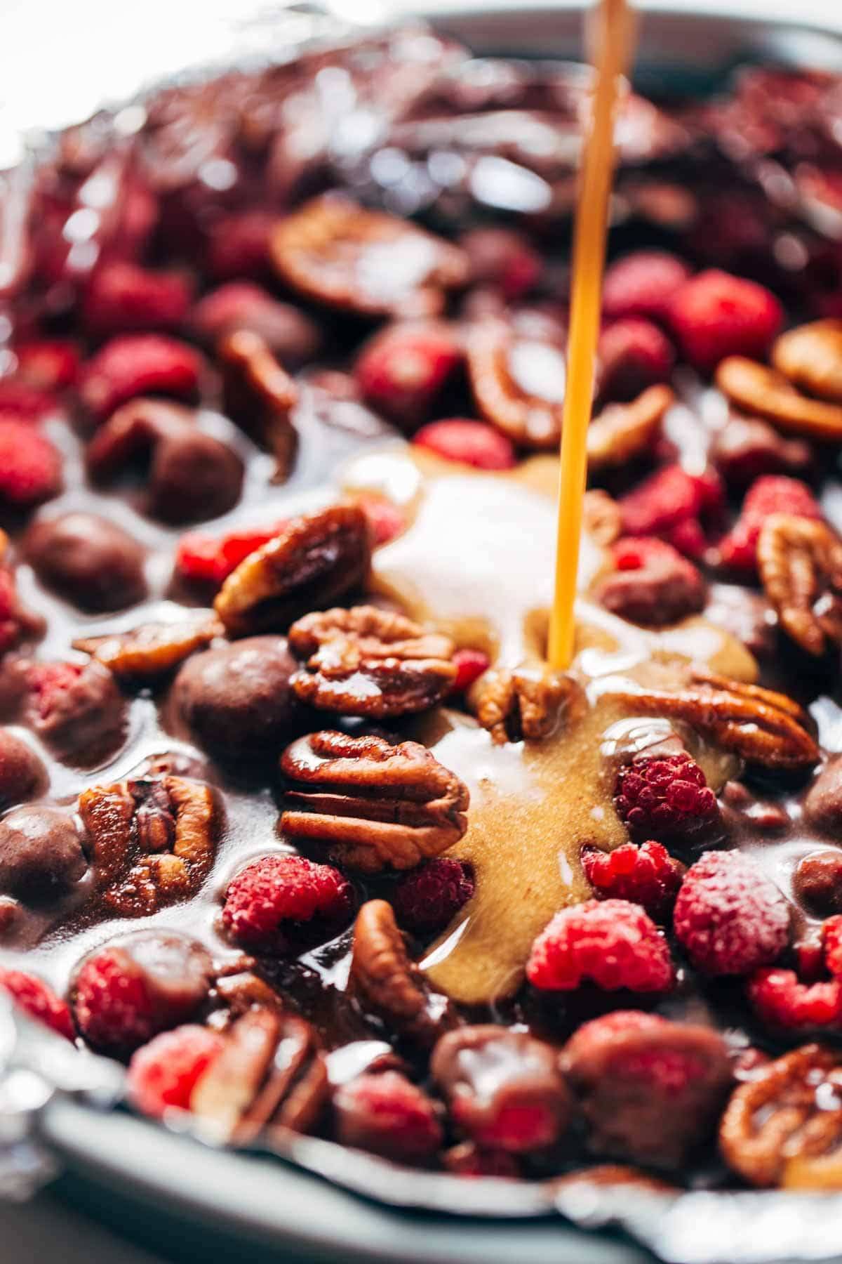 Pecans and raspberries.